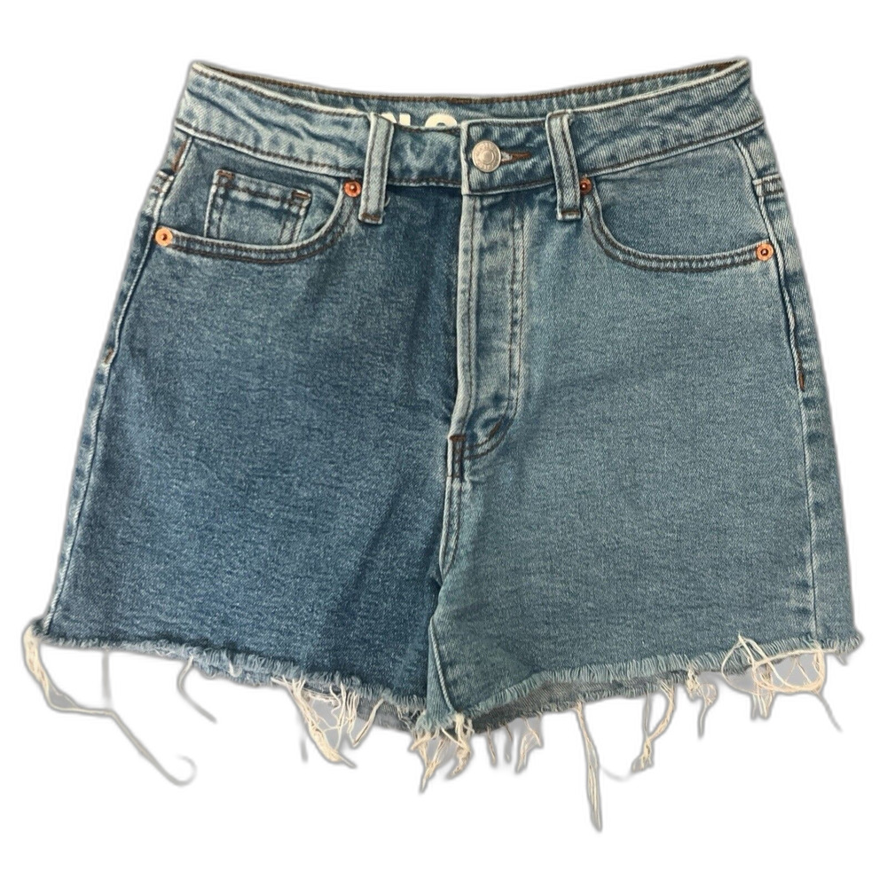 S.O.N.G Denim Shorts Size 0 24 High Rise Button Fly Cutoff Frayed Festival